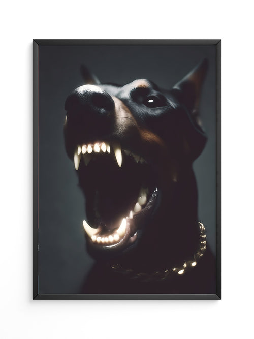 Dobermann Leuchtende Zähne