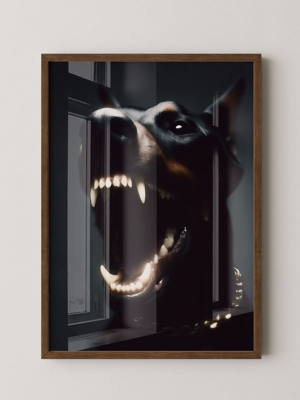 Dobermann Leuchtende Zähne