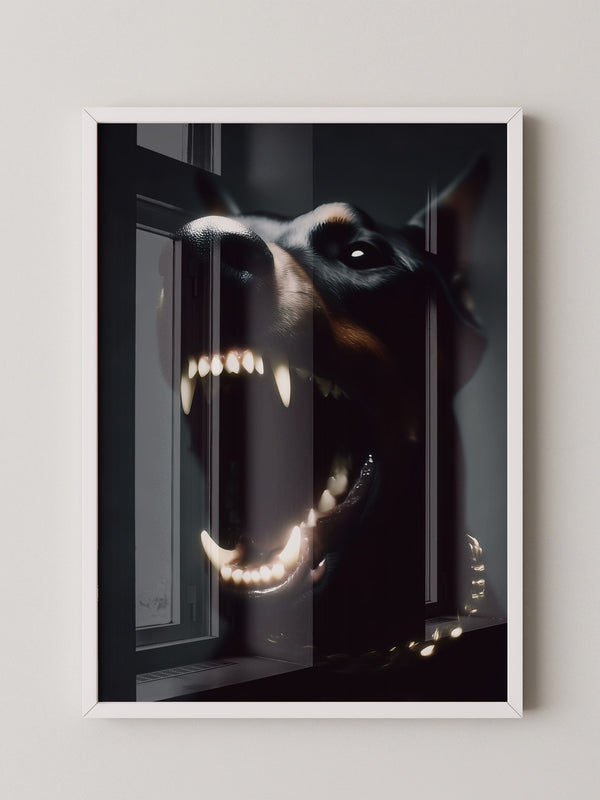 Dobermann Leuchtende Zähne