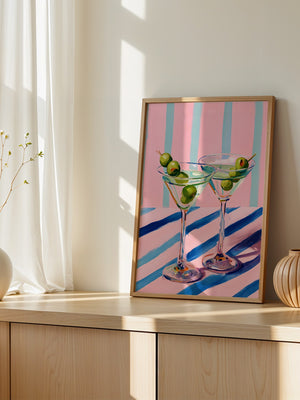 Cocktailgläser Oliven Pastellstreifen