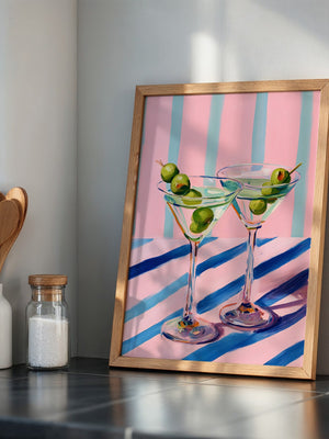 Cocktailgläser Oliven Pastellstreifen