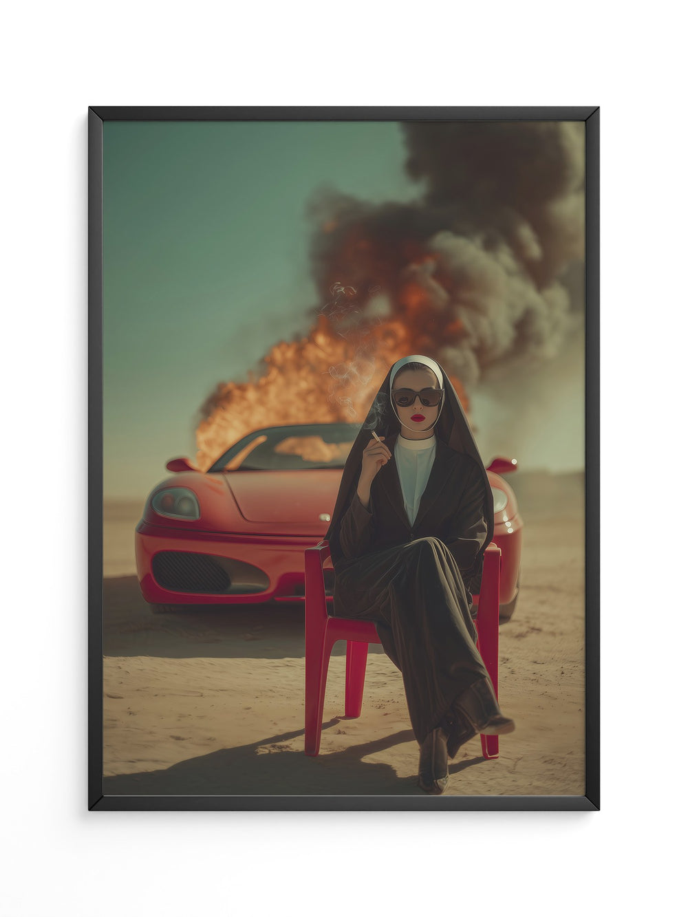 Nonne Auto Flammenwüste