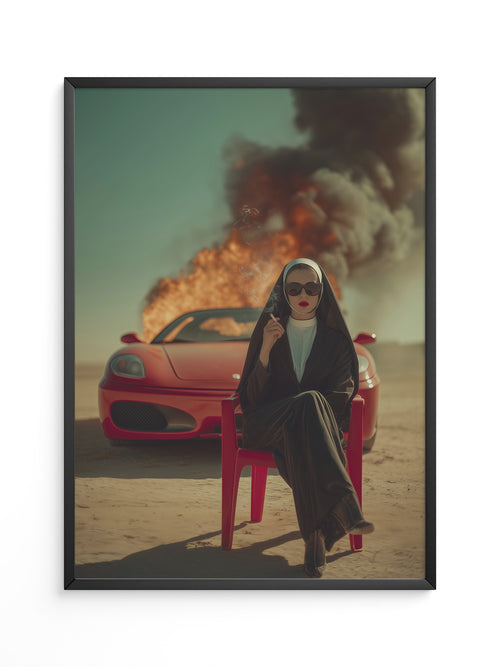 Nonne Auto Flammenwüste