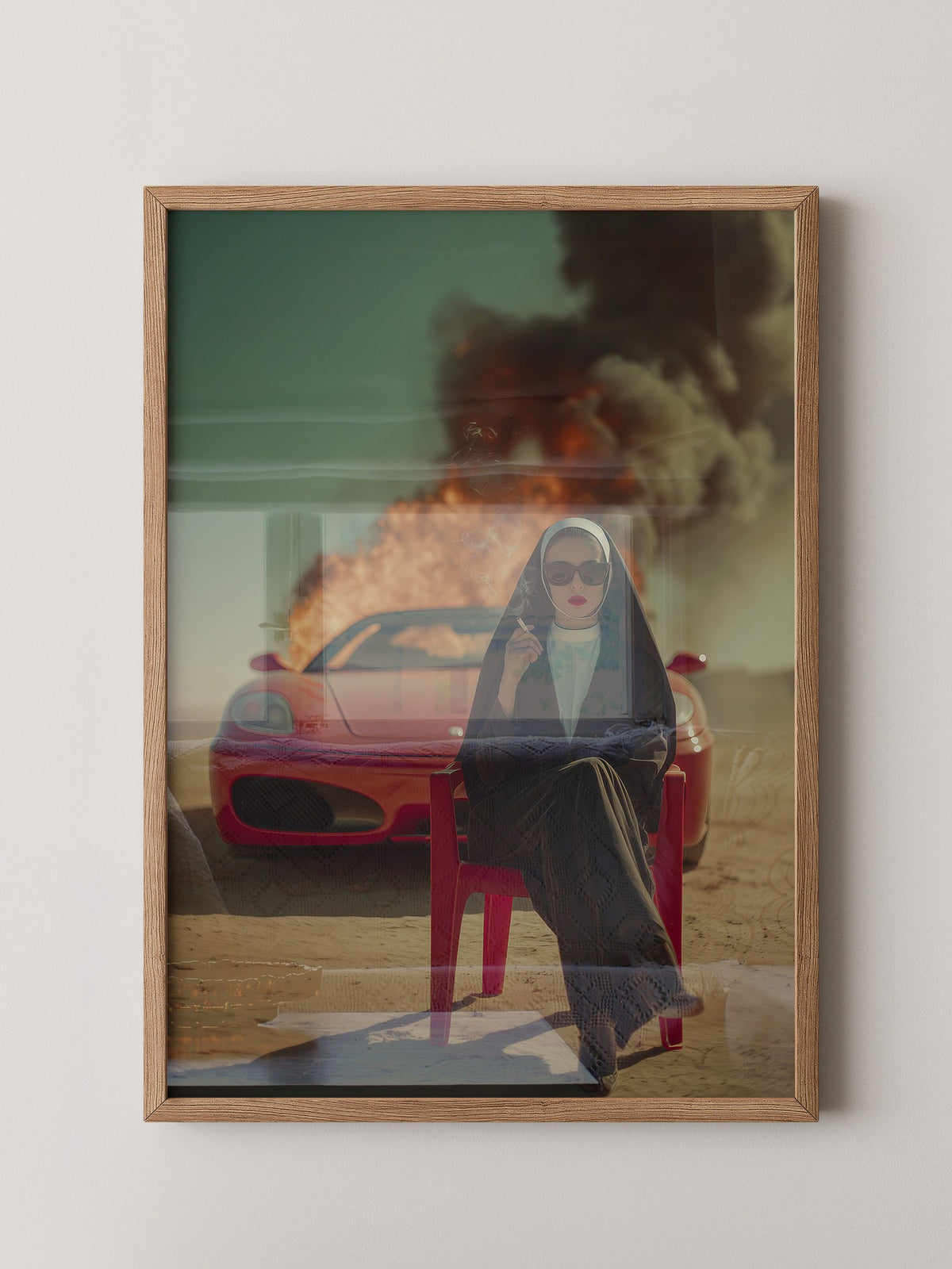 Nonne Auto Flammenwüste