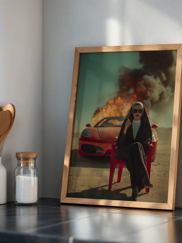 Nonne Auto Flammenwüste