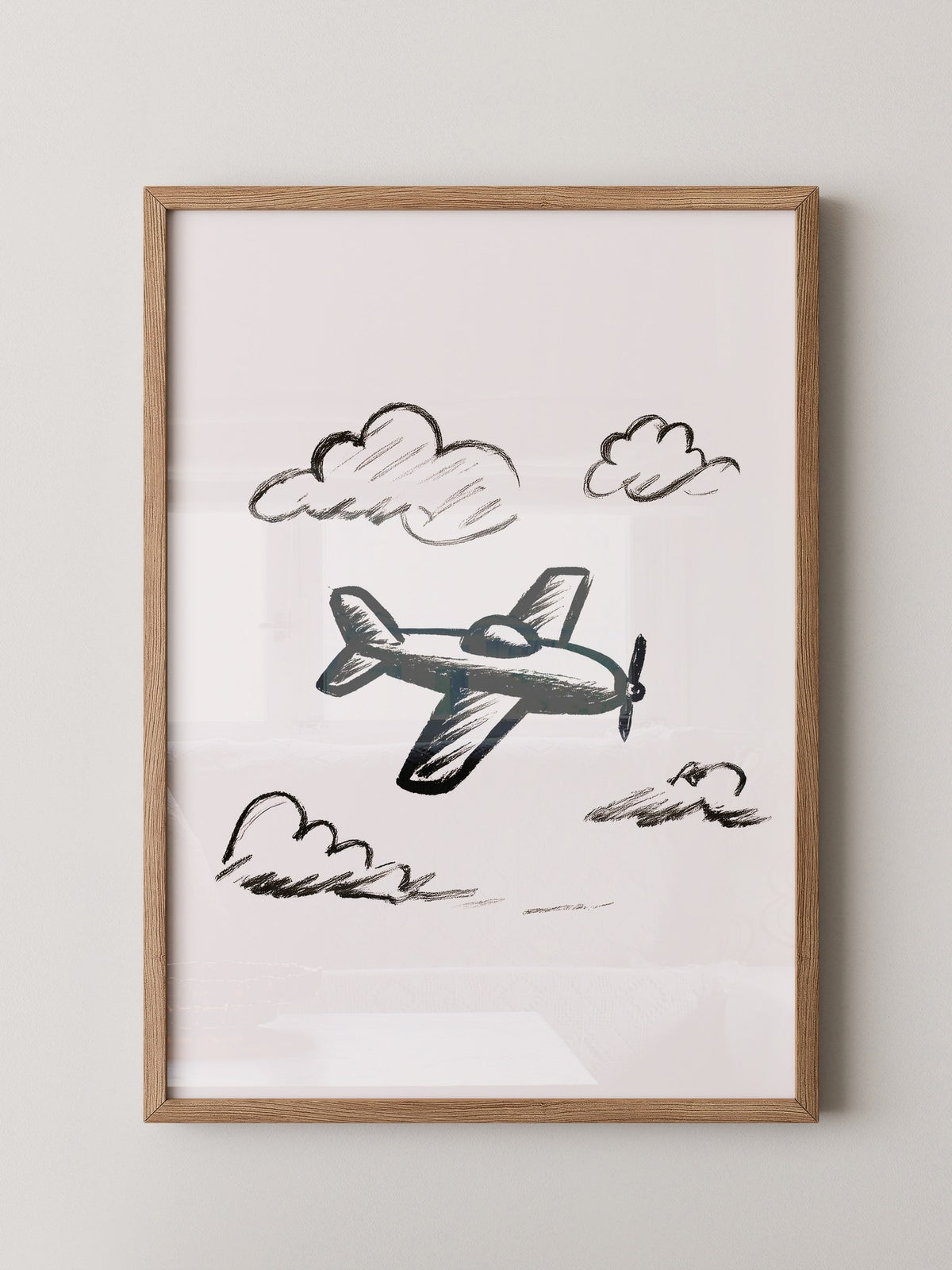 Flugzeug Skizze Wolken Schwarzweiß