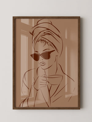 Kaffeetrinker Sonnenbrille Skizze