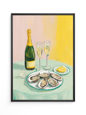 Austern Champagner Malerei Pastell