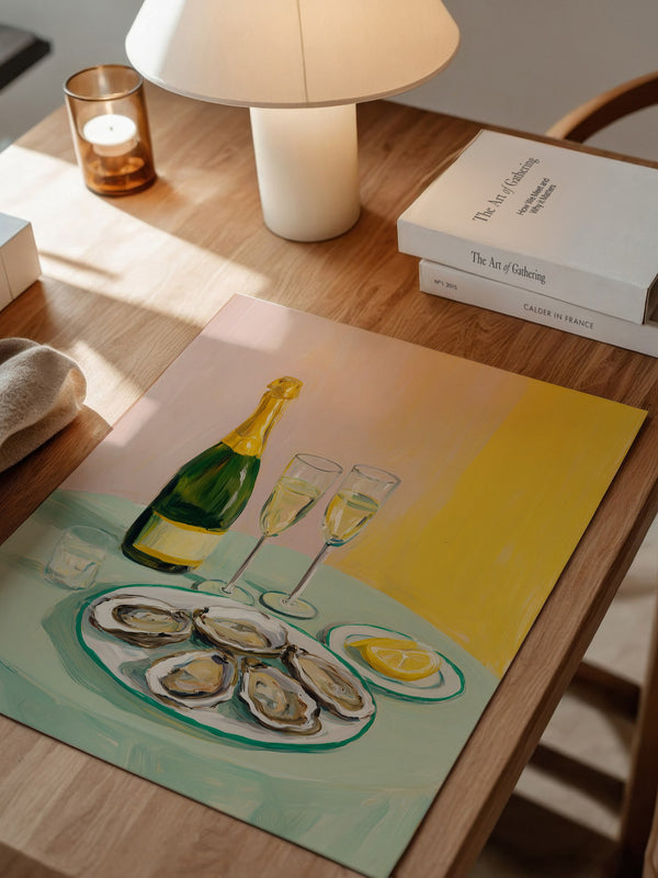 Austern Champagner Malerei Pastell