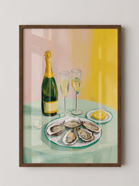 Austern Champagner Malerei Pastell