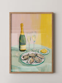 Austern Champagner Malerei Pastell