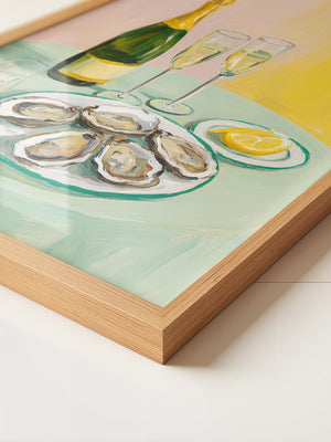 Austern Champagner Malerei Pastell
