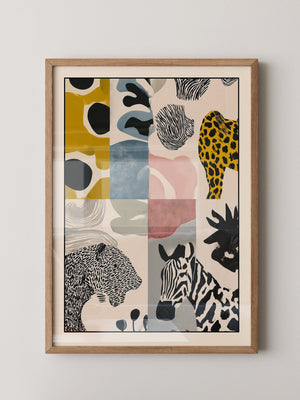 Tiermuster Collage Bunt Retro