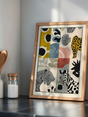 Tiermuster Collage Bunt Retro