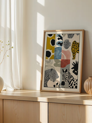 Tiermuster Collage Bunt Retro