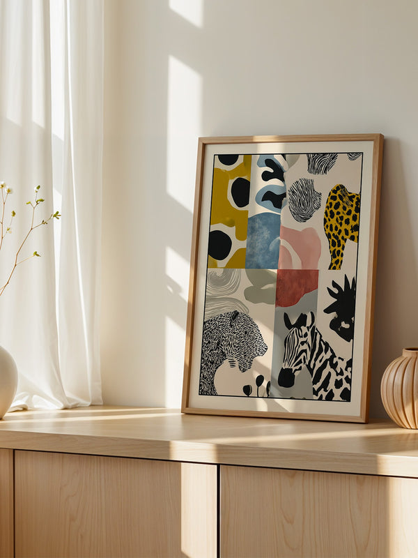 Tiermuster Collage Bunt Retro