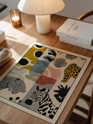 Tiermuster Collage Bunt Retro