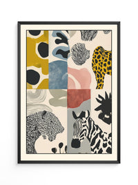 Tiermuster Collage Bunt Retro