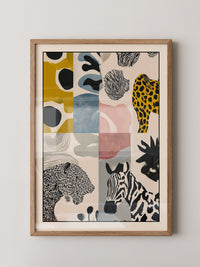 Tiermuster Collage Bunt Retro