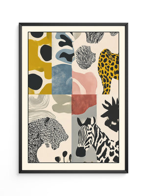 Tiermuster Collage Bunt Retro