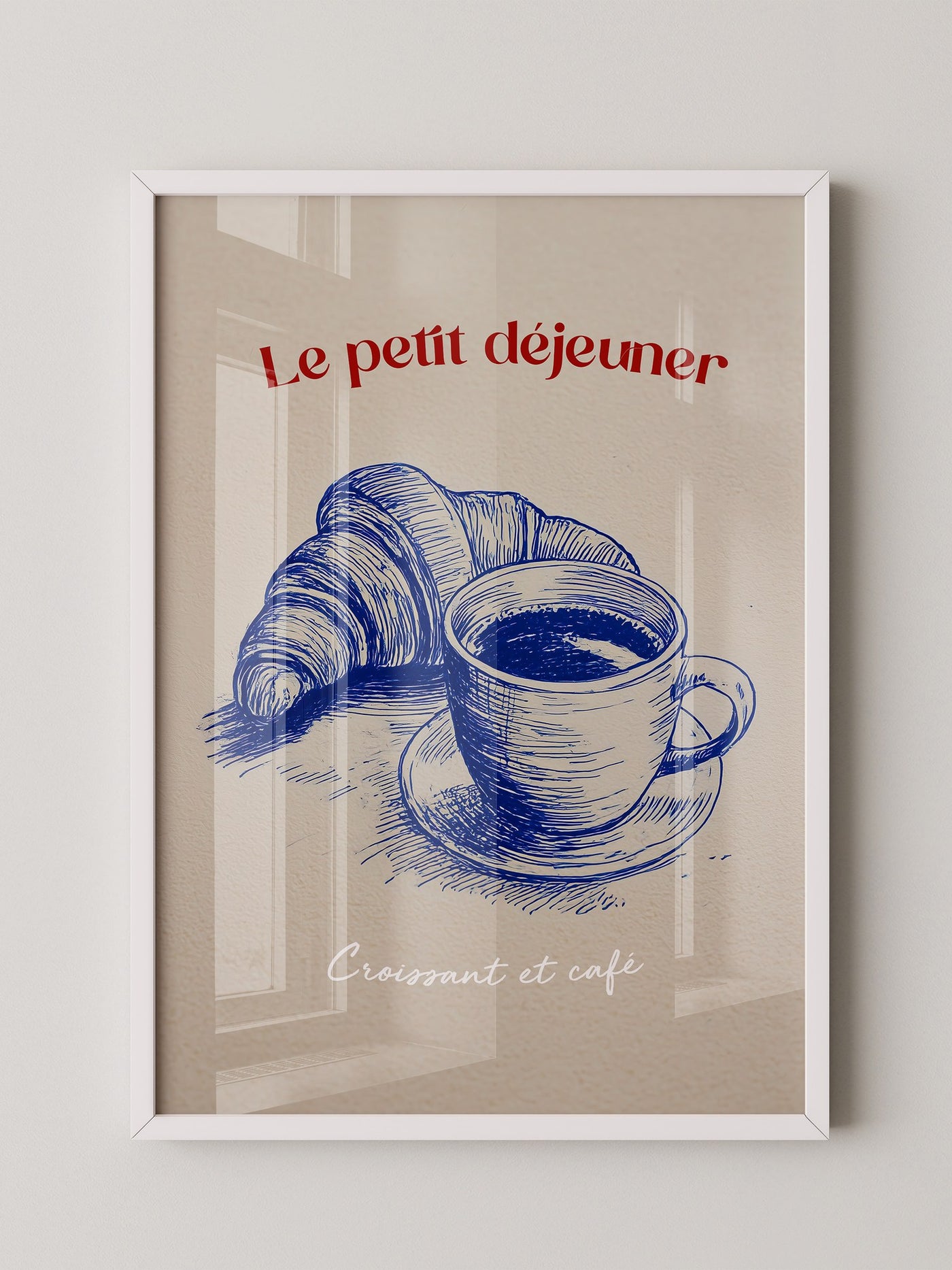 Croissant Café Blauzeichnung