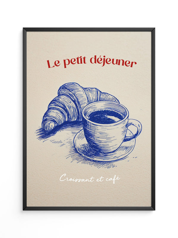 Croissant Café Blauzeichnung