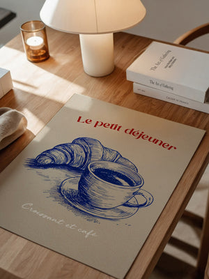 Croissant Café Blauzeichnung