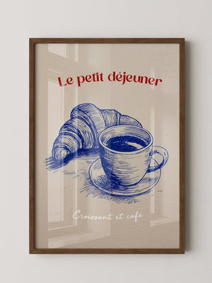 Croissant Café Blauzeichnung