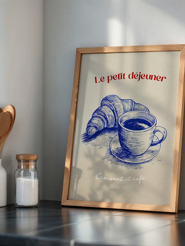 Croissant Café Blauzeichnung