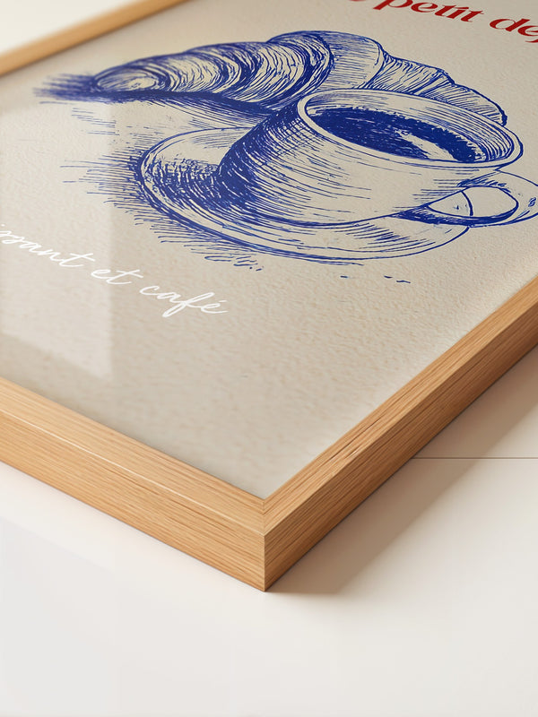 Croissant Café Blauzeichnung