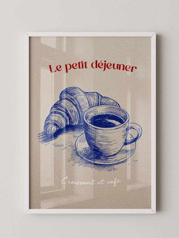 Croissant Café Blauzeichnung