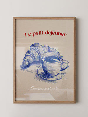 Croissant Café Blauzeichnung