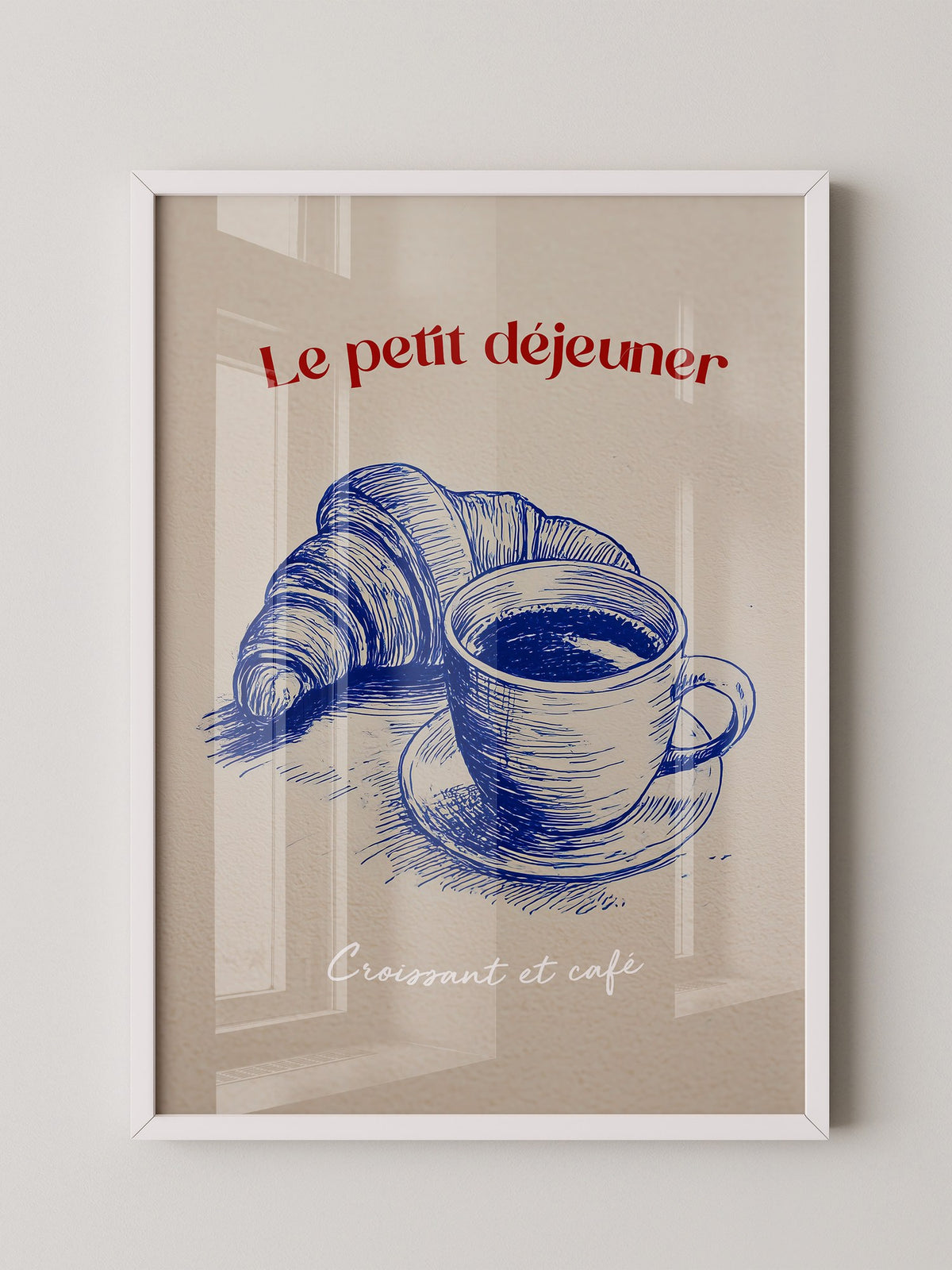 Croissant Café Blauzeichnung
