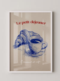 Croissant Café Blauzeichnung