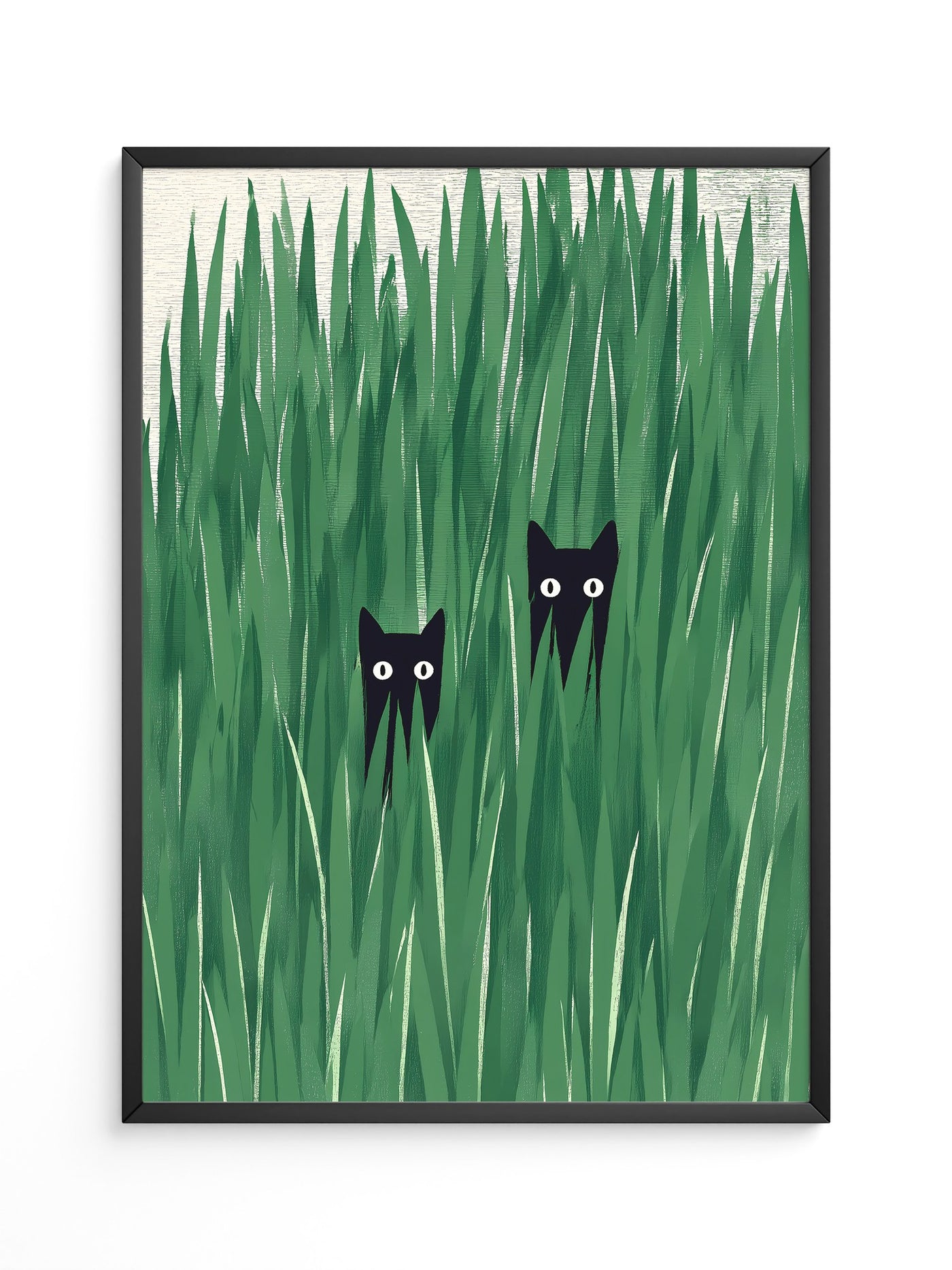 Schwarze Katzen im hohen Gras