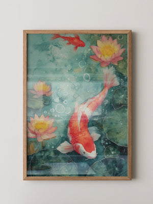 Koi im Teich Aquarell-Look