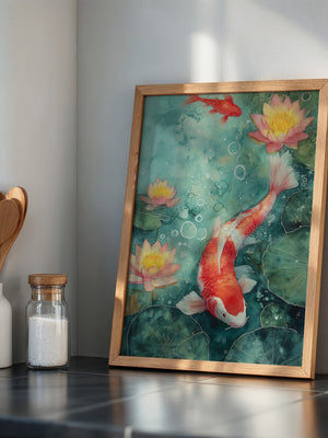 Koi im Teich Aquarell-Look