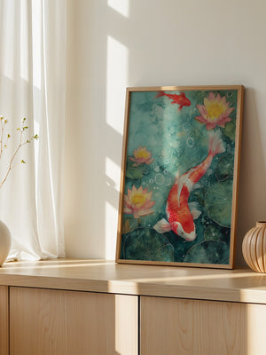 Koi im Teich Aquarell-Look