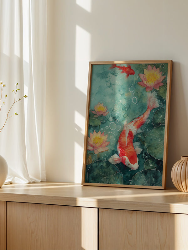 Koi im Teich Aquarell-Look