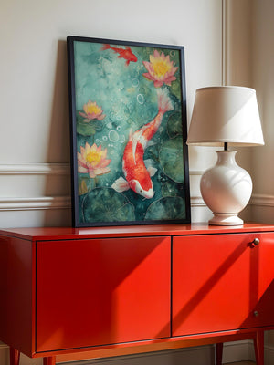 Koi im Teich Aquarell-Look