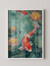Koi im Teich Aquarell-Look