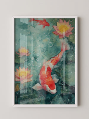 Koi im Teich Aquarell-Look