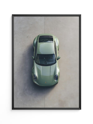 Grüner Porsche Draufsicht