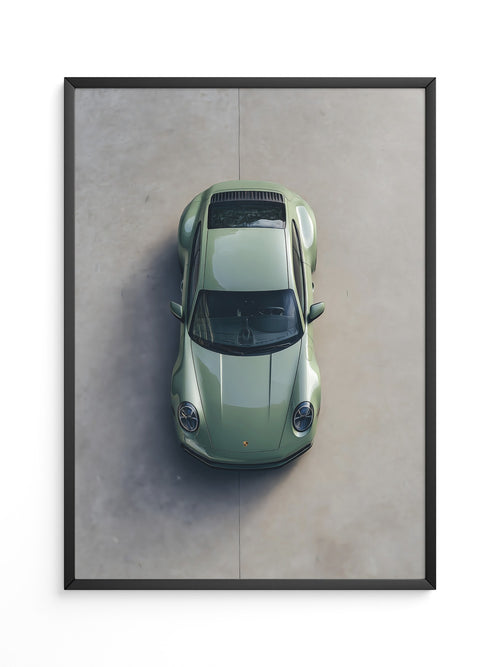 Grüner Porsche Draufsicht