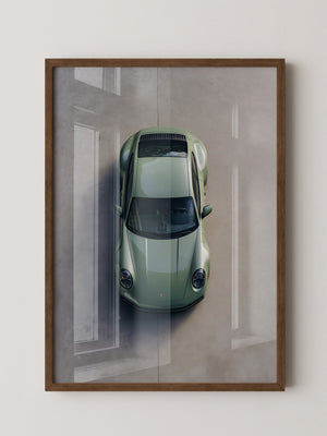 Grüner Porsche Draufsicht