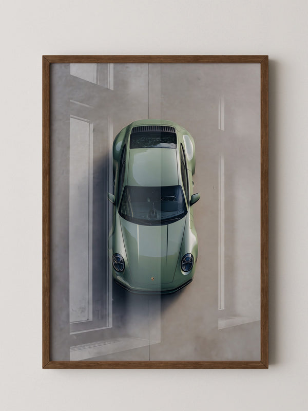 Grüner Porsche Draufsicht