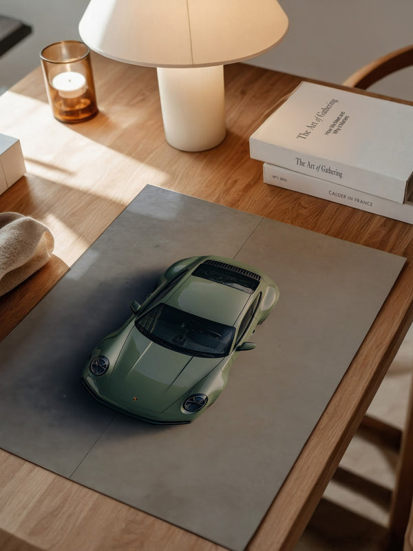 Grüner Porsche Draufsicht