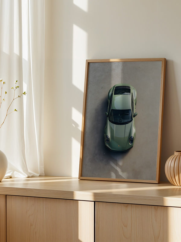 Grüner Porsche Draufsicht