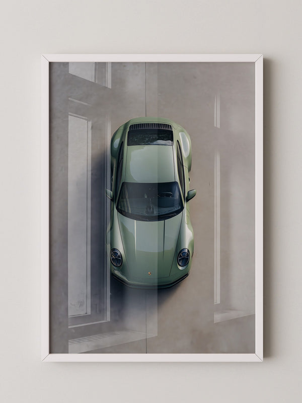 Grüner Porsche Draufsicht