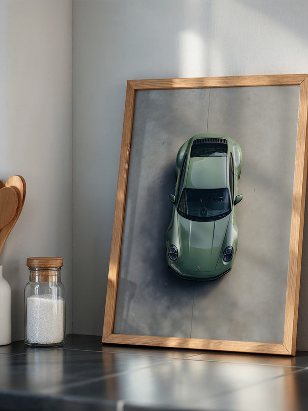 Grüner Porsche Draufsicht